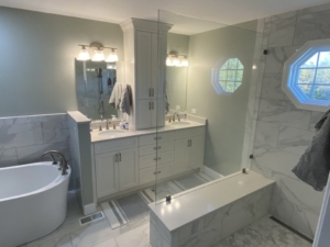 idea bathroom basement flooring look